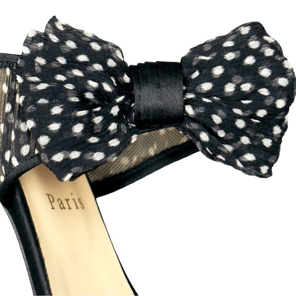 Christian Louboutin Miss Chief Mules Black/White Polkadot Crepe Satin/Chiffon 39 - Picture 9 of 12